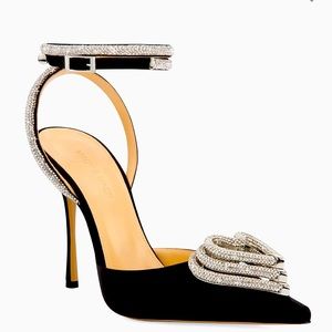 BNIB Mach & Mach
Triple Heart 110 Satin Ankle-Strap Pumps RETAIL $1035 w/Dustbag